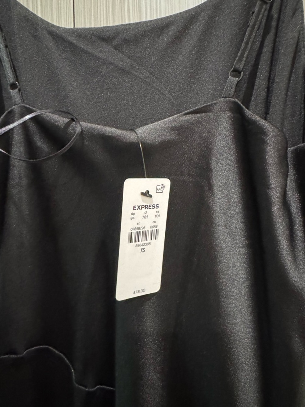 Express Satin Scoop Neck Midi Downtown Cami Slip Dress - Picture 4 of 5